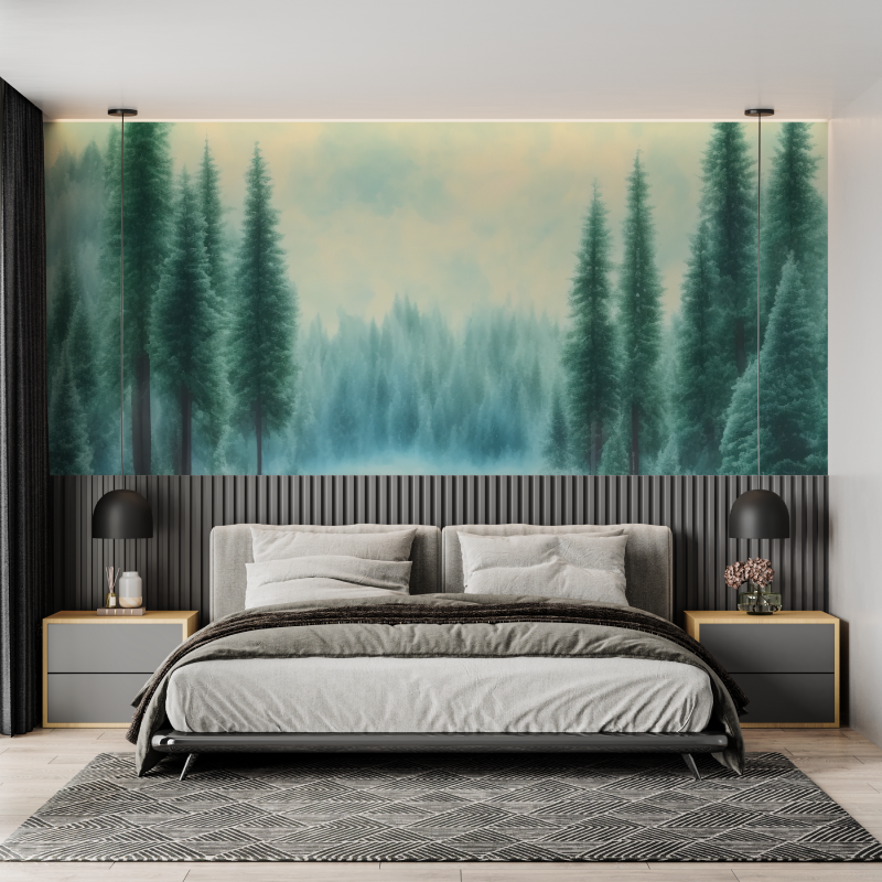 Watercolor Forest Pine Wallpaper | Murals Wallpaper