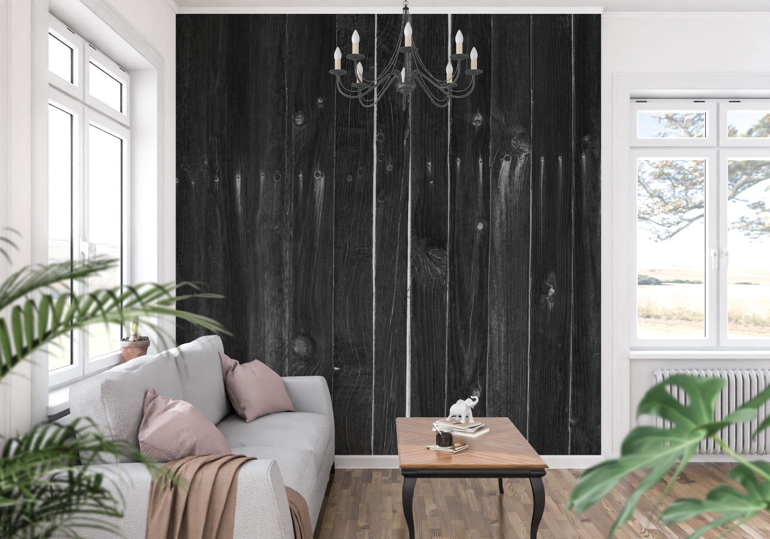 Schwarz und Holz Tapete | Wandbilder Tapete