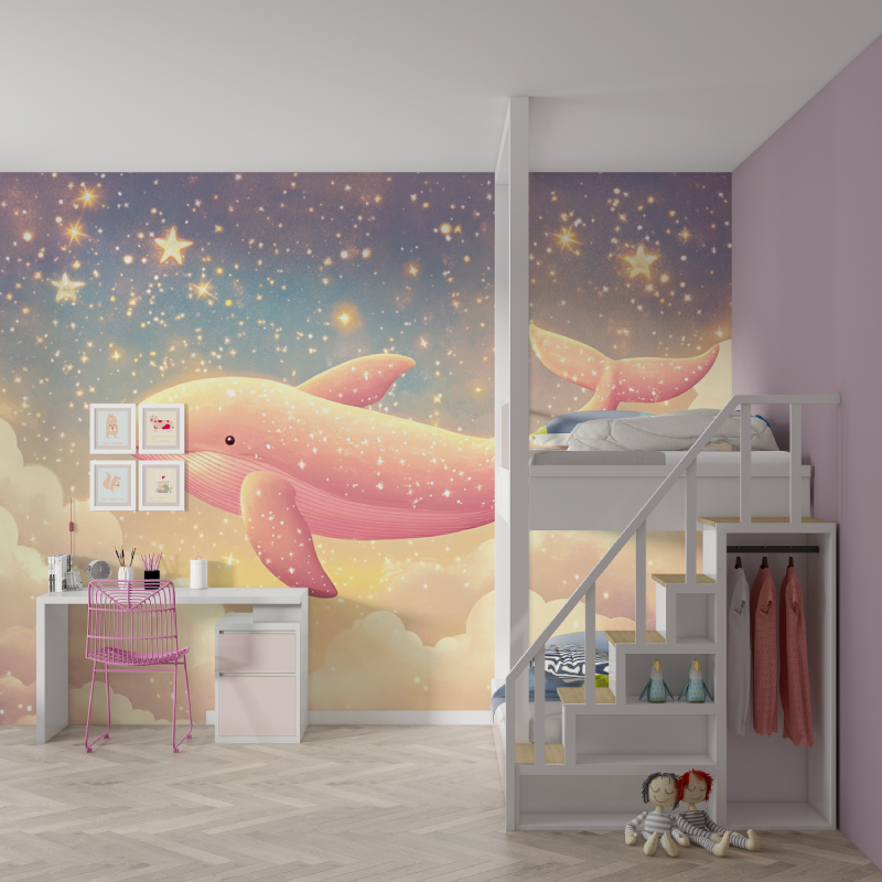 Classic Princess Whale Fantasy Wallpaper | Murals Wallpaper