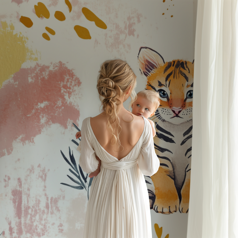 Tiger and Abstract Patterns Wallpaper | Murals Wallpaper