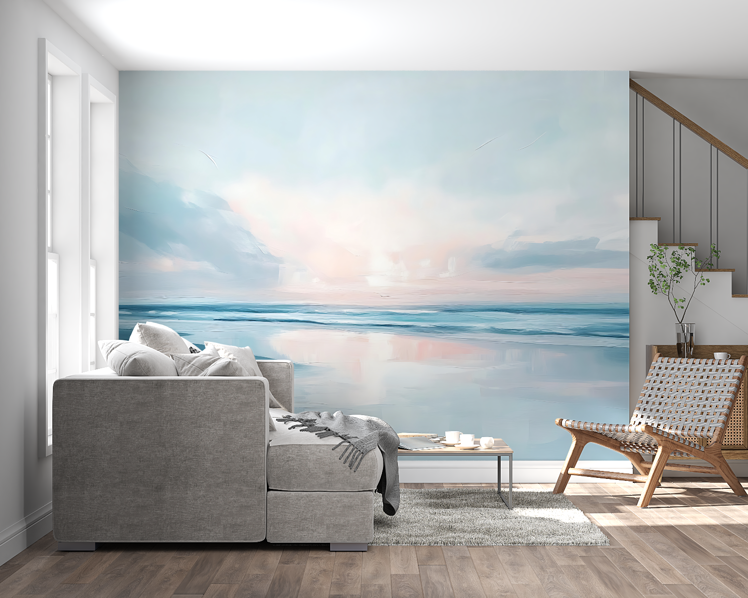 Watercolor Ocean Trompe L'Oeil Wallpaper | Murals Wallpaper