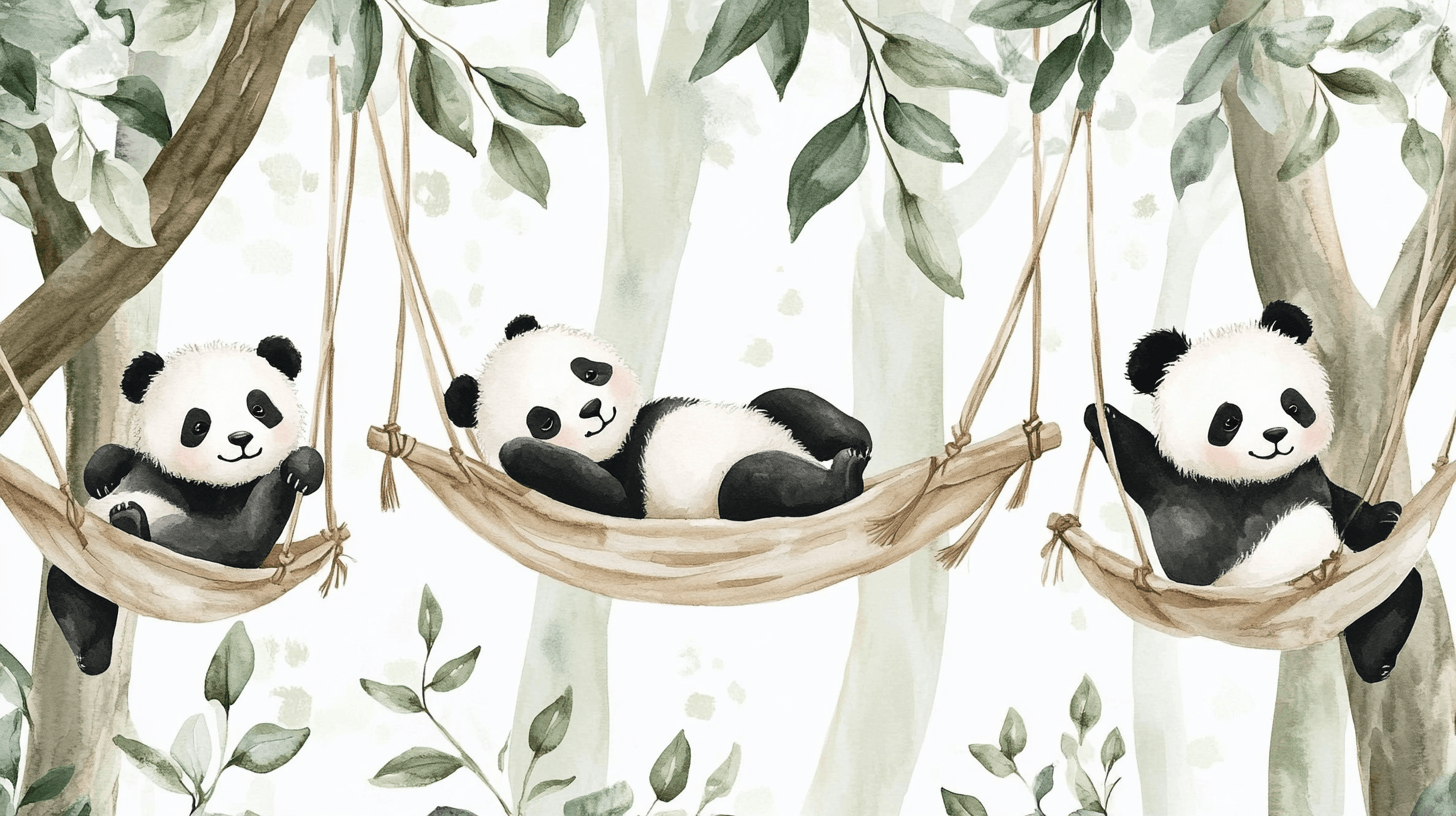 Baby Panda and Hammock Wallpaper | Murals Wallpaper