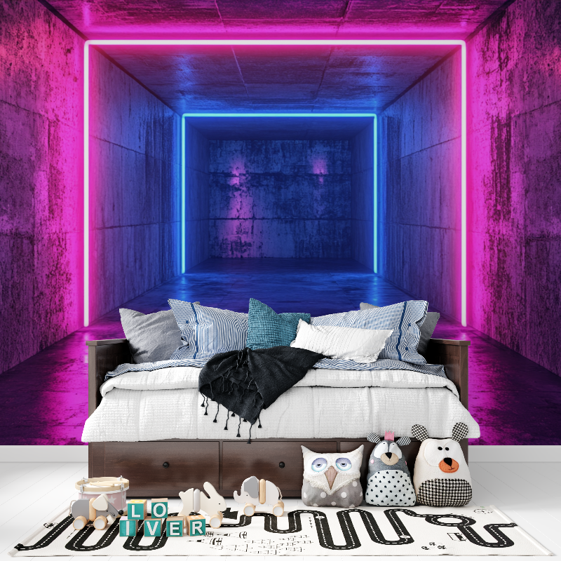 Beton und Neon Tapete | Wandbilder Tapete