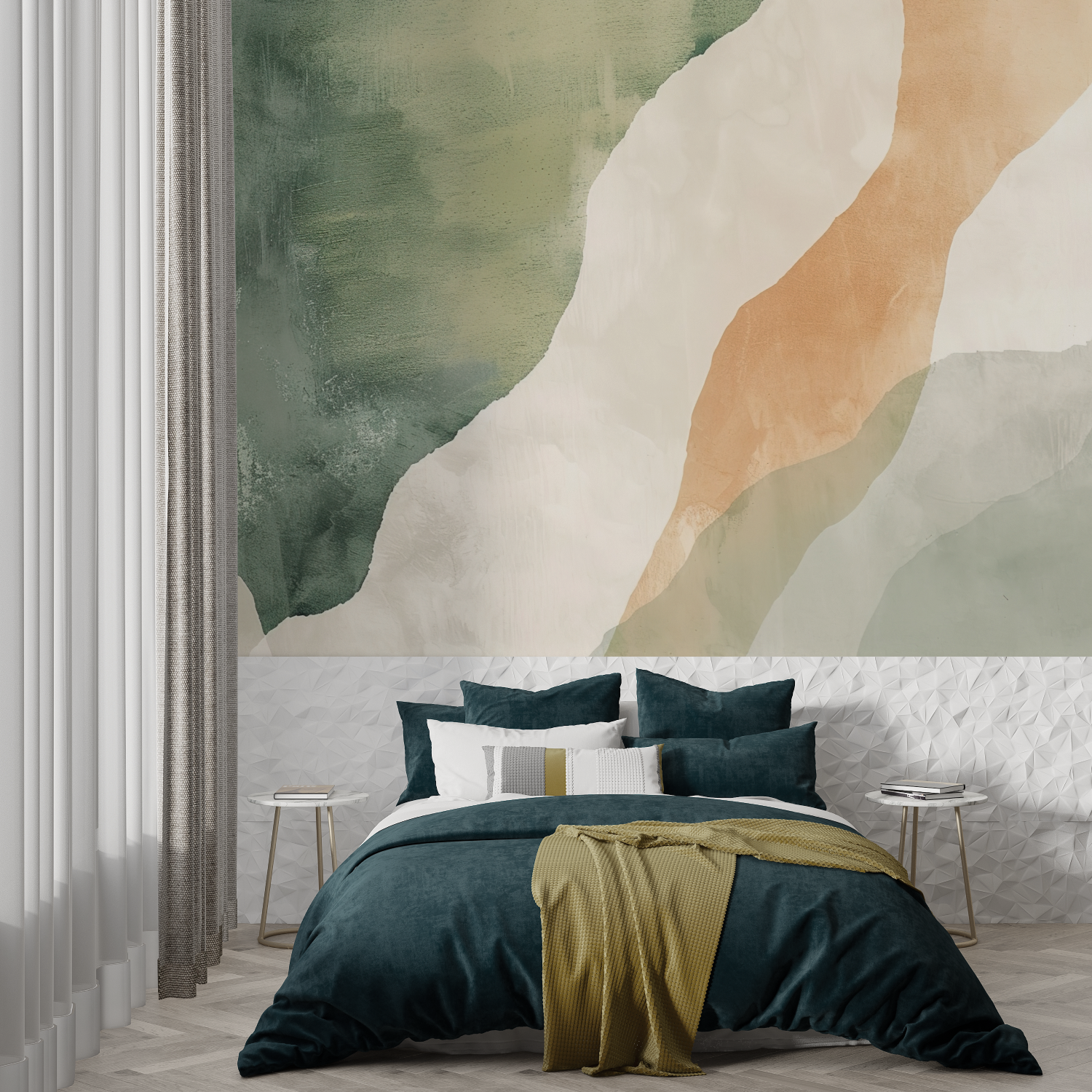 Mural Green and Terracotta Wallpaper