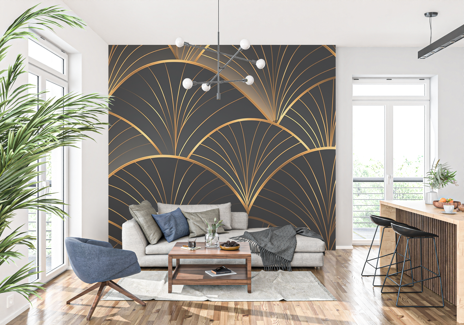 Elegant Black and Gold Art Deco Wallpaper | Murals Wallpaper