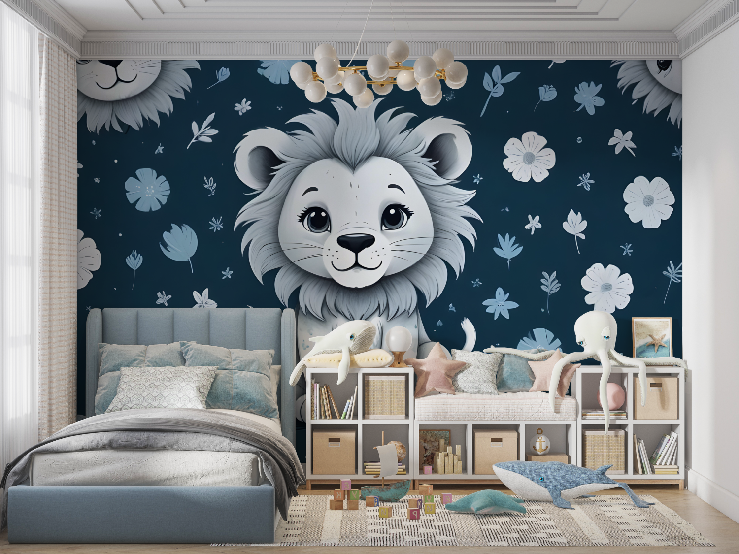 Blue Baby Lion Wallpaper | Murals Wallpaper