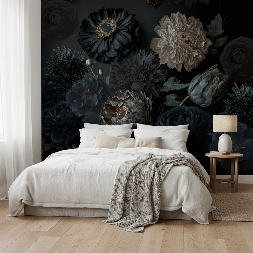 Dark Floral Peel and Stick Wallpaper