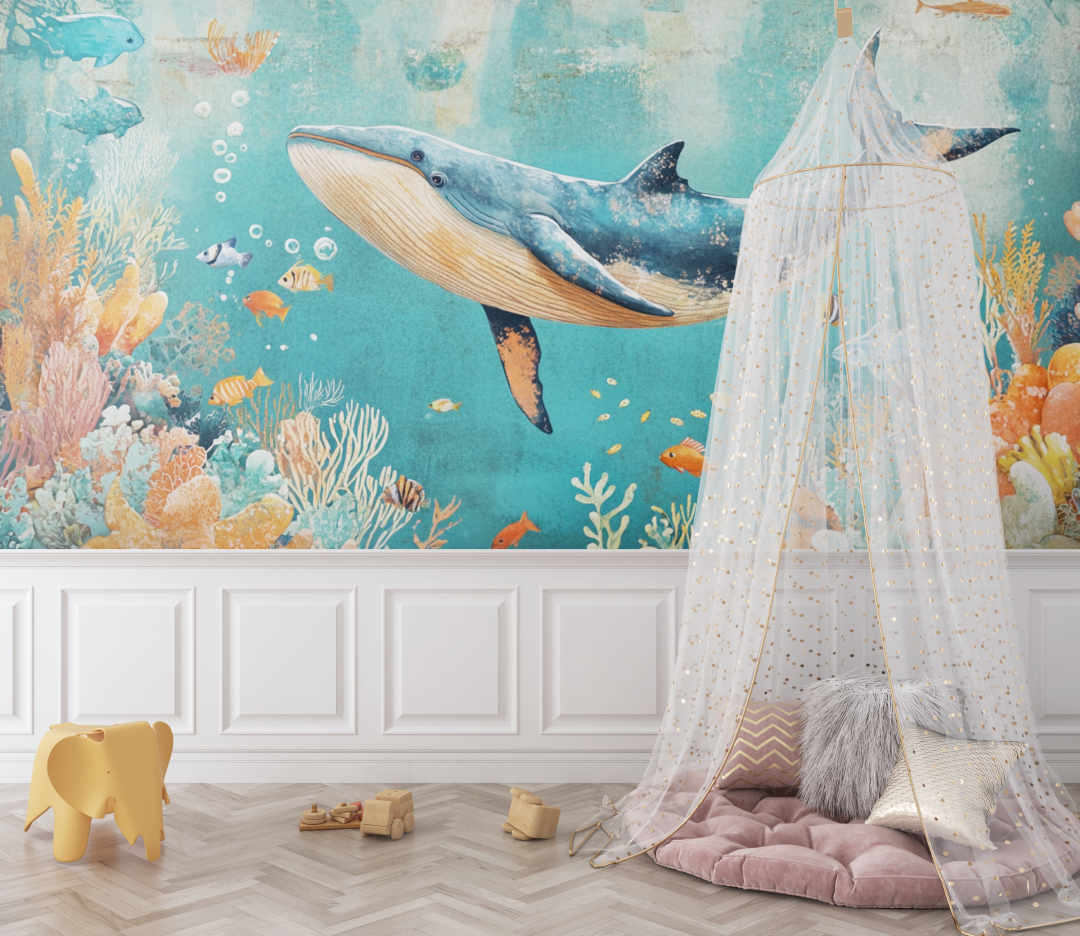 Whale and Coral Wallpaper | Murals Wallpaper
