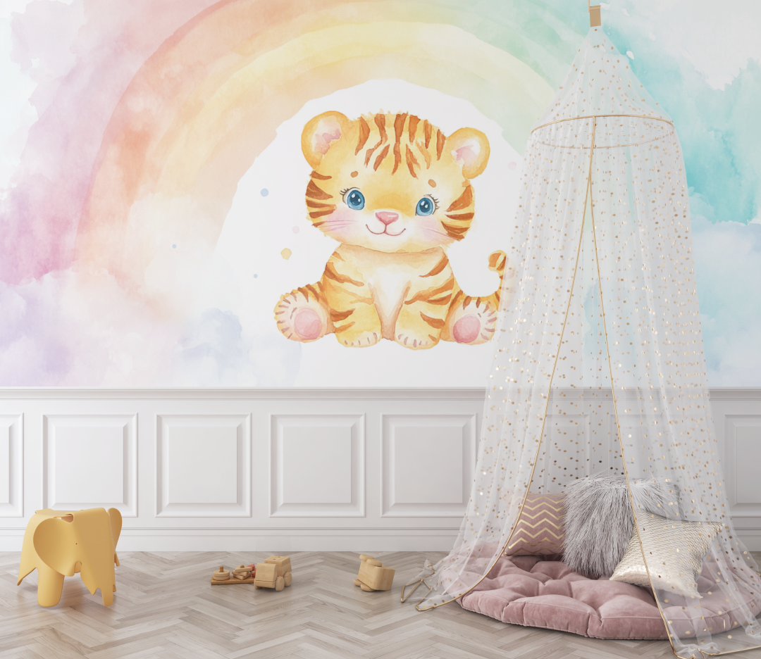 Regenbogen-Tiger-Tapete | Wandbild-Tapete