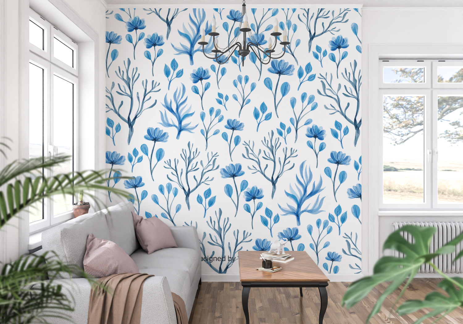 Sézane Blue Tapete | Wandtapete