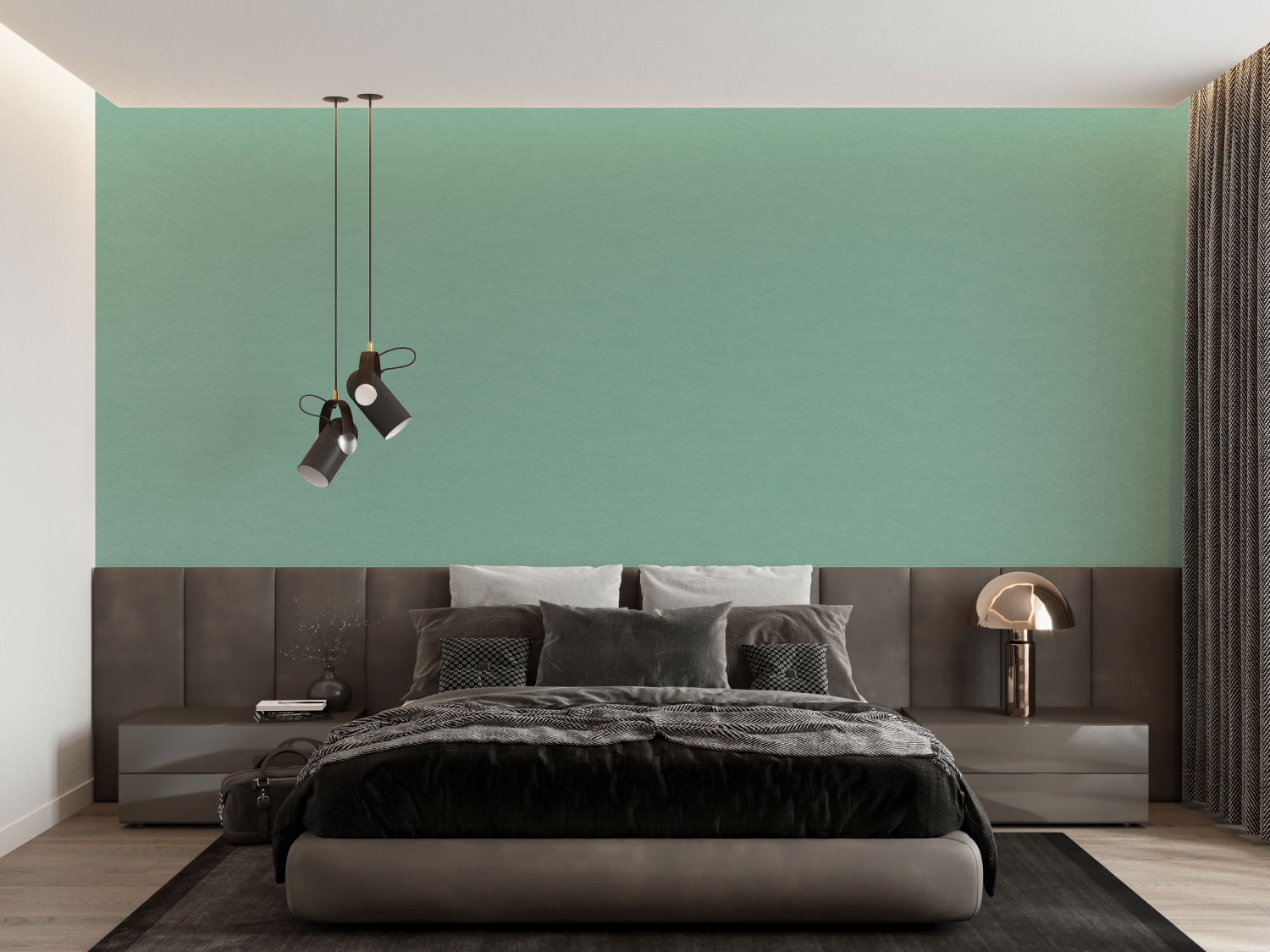 Grüne Tapete mit Wassermotiven | Wandtapete