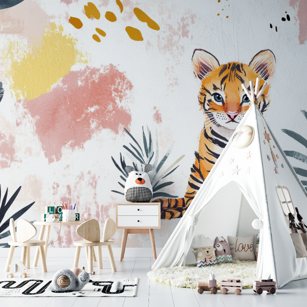 Tiger and Abstract Patterns Wallpaper | Murals Wallpaper