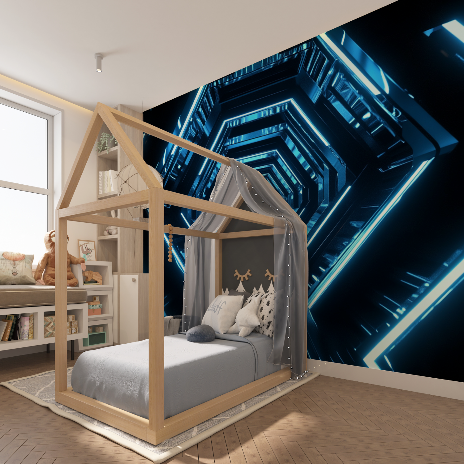 Abstract Glowing Hexagon Wallpaper | Murals Wallpaper