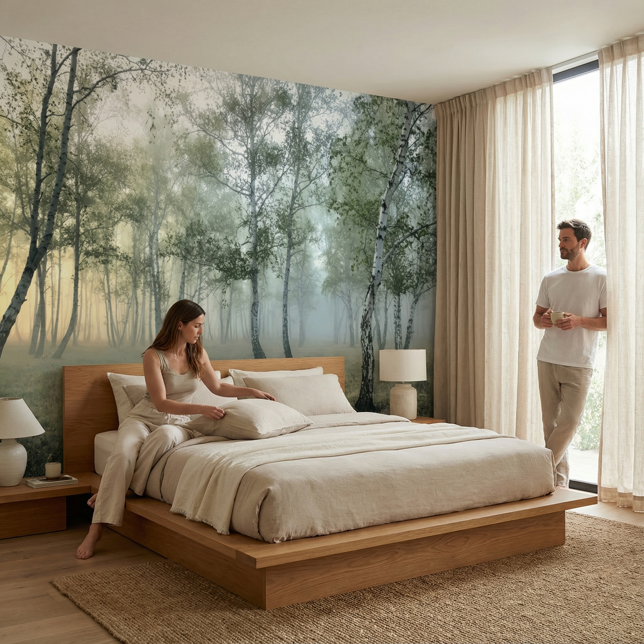 Mystical Green Forest Stream Mural Wallpaper