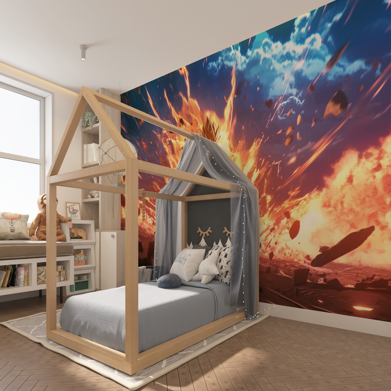 Papier Peint Dbz Panoramique – Zimmer mit Garçon-Beleuchtung