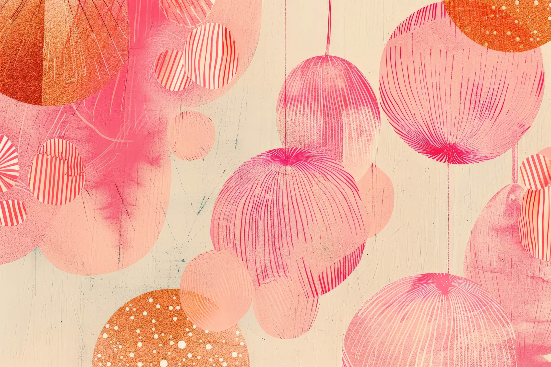 Vintage Orange Pink Wallpaper | Murals Wallpaper