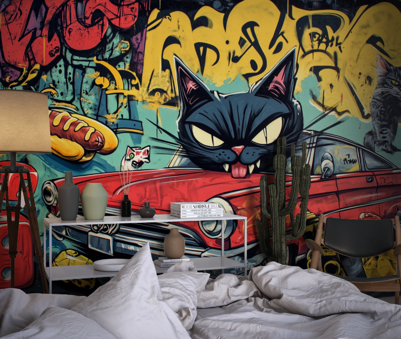 Kinder Auto Graffiti Tapete | Wandbilder Tapete