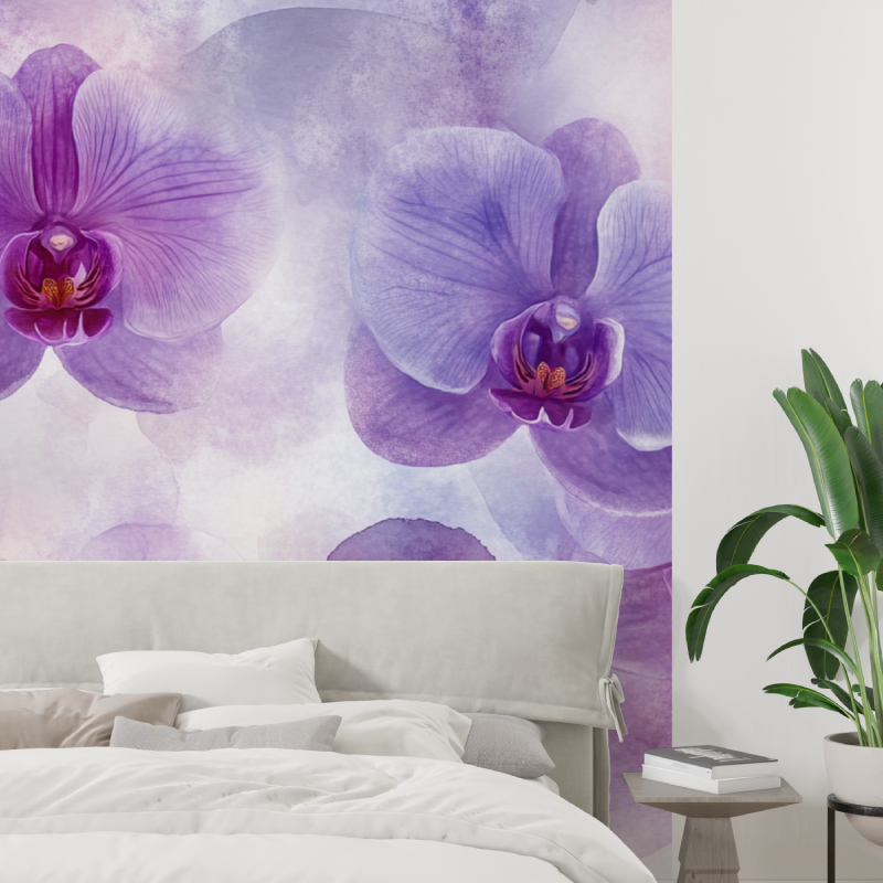 Papel de parede Aquarela Orquídeas Delicadas | Papel de parede Murals
