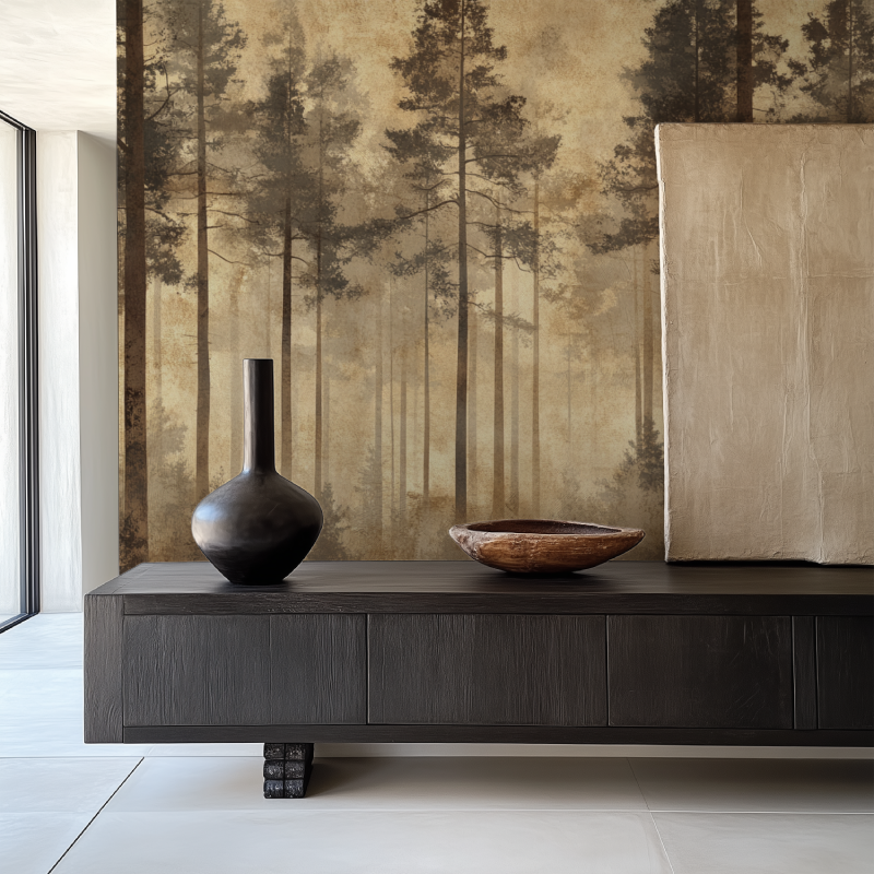 Tapete mit braunem Baum | Wandtapete