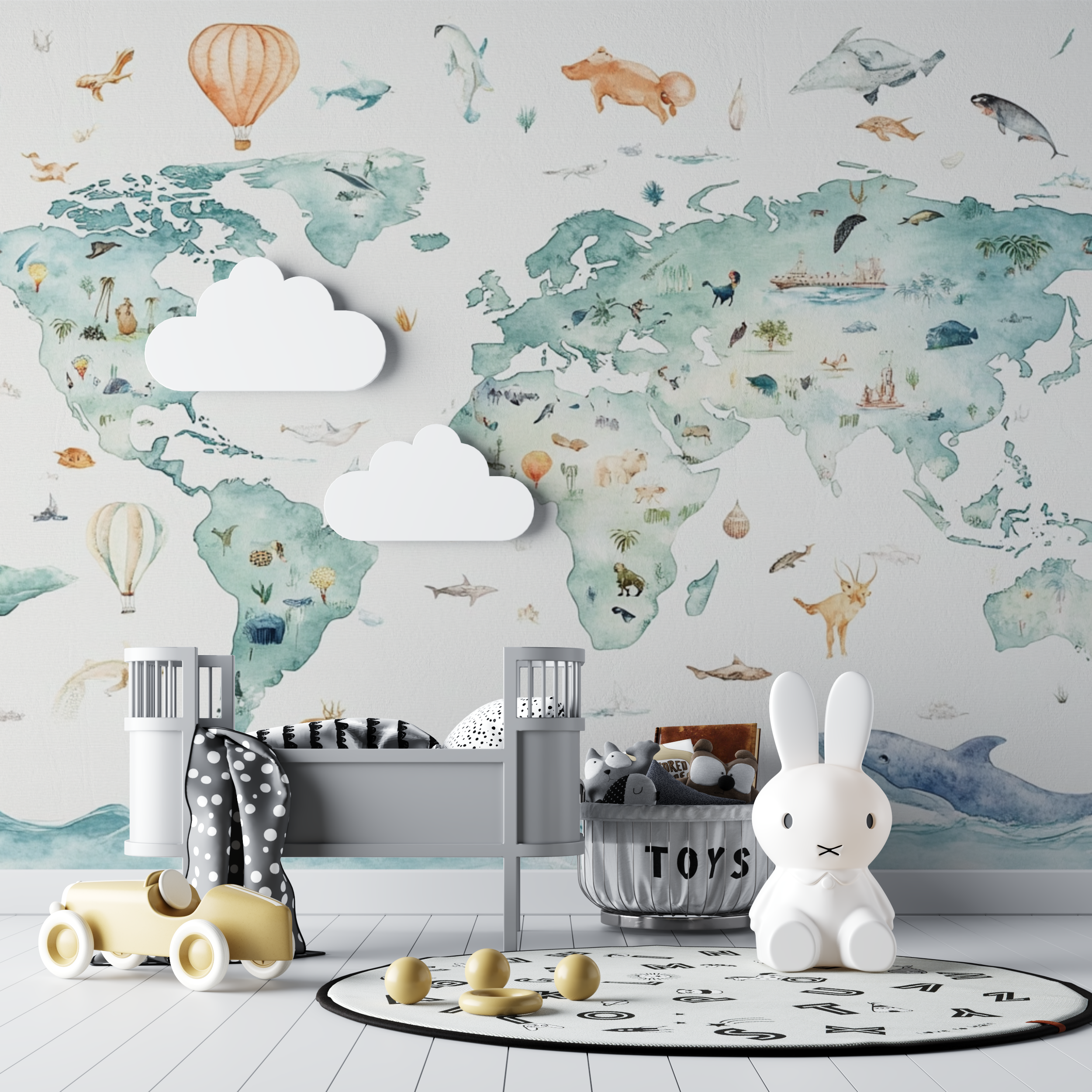 Animal World Map Wallpaper | Murals Wallpaper