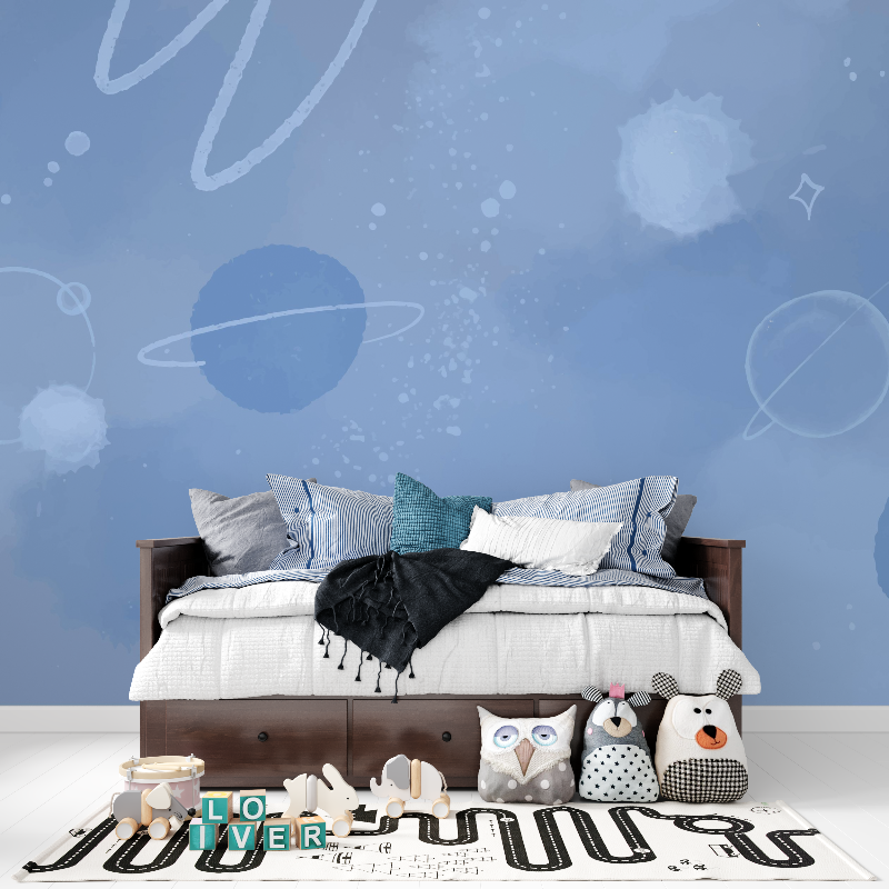 Blue Space Boy's Room Wallpaper | Murals Wallpaper