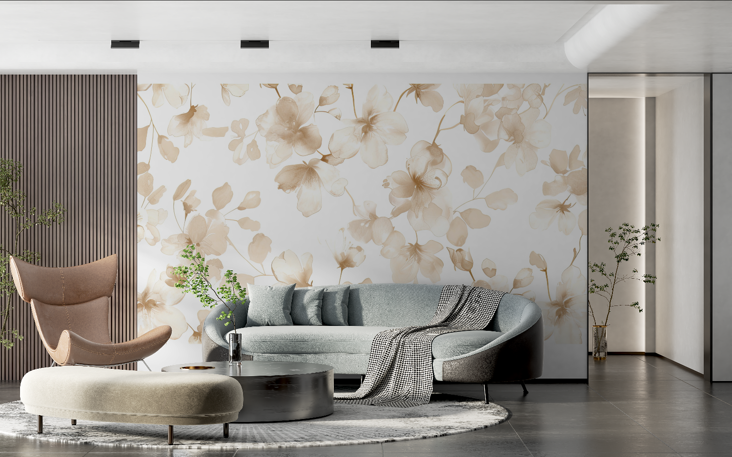 Soft Taupe Cocooning Wallpaper | Murals Wallpaper