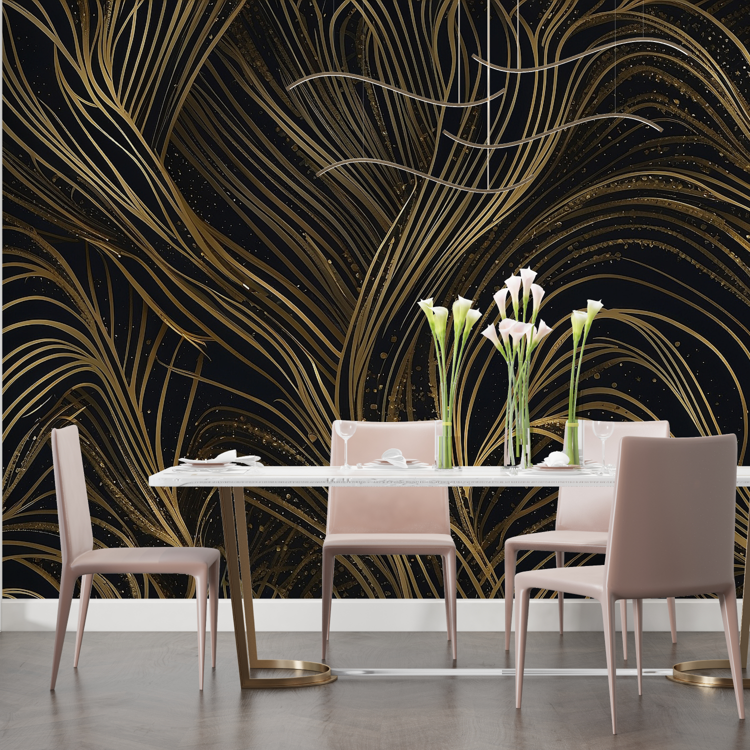 Black and Gold Wallpaper for Bedroom | Murals Wallpaper