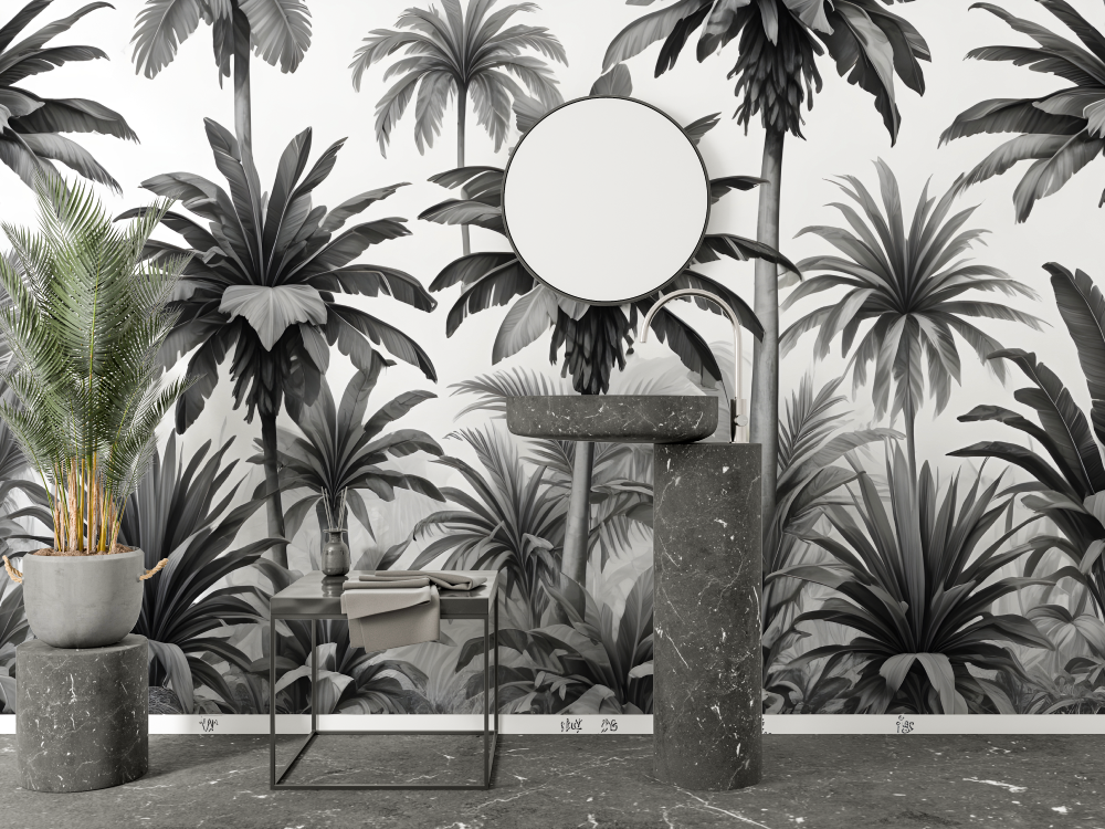 Black and White Bathroom Wallpaper | Murals Wallpaper