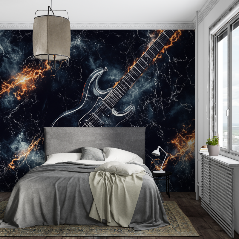 Panoramic Electric Guitar Wallpaper | Murals Wallpaper