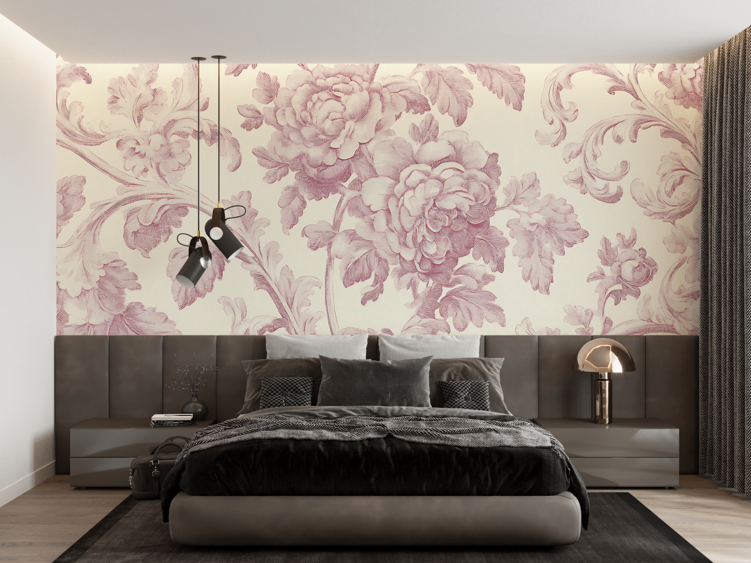 Pale Pink Toile Wallpaper | Murals Wallpaper