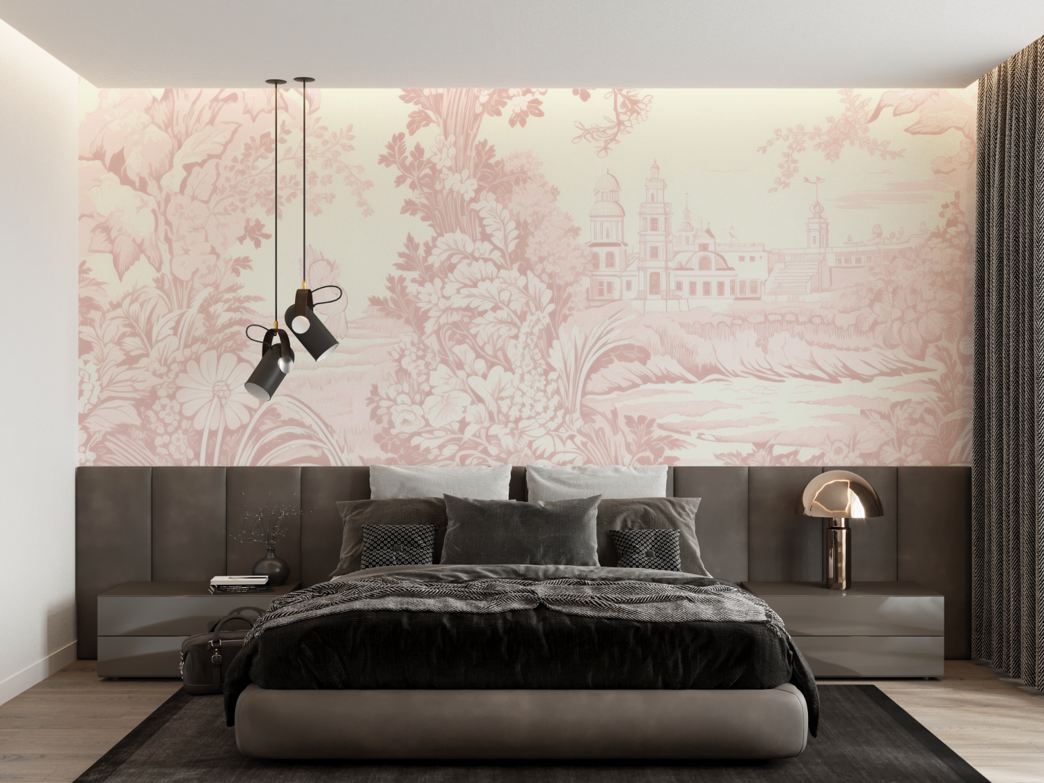 Toile de Jouy Pink Wallpaper | Murals Wallpaper