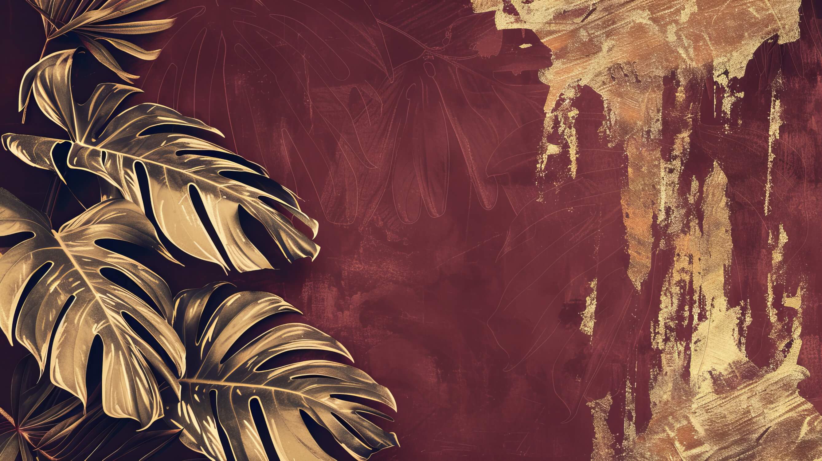 Bordeaux Wallpaper with Gold Leaf | Murals Wallpaper