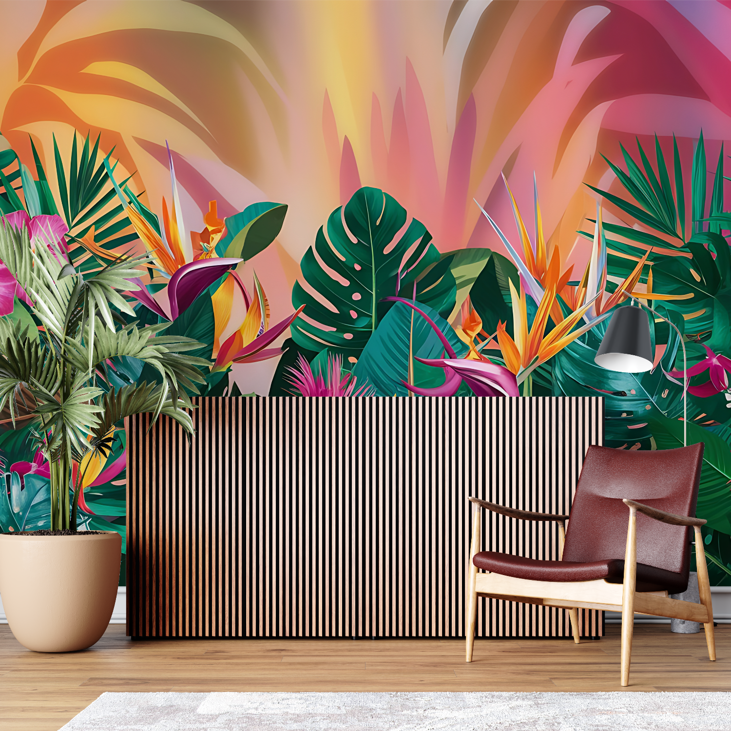 Papier Peint Panoramique Tropical Multicolore – Wandbild