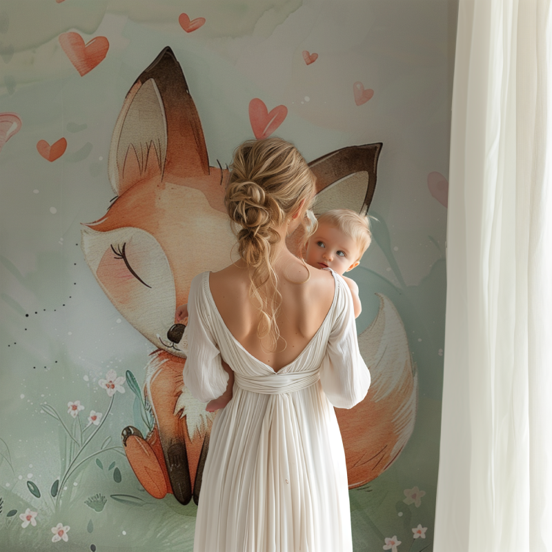 Baby Fuchs Tapete für Kinderzimmer | Wandbilder Tapete