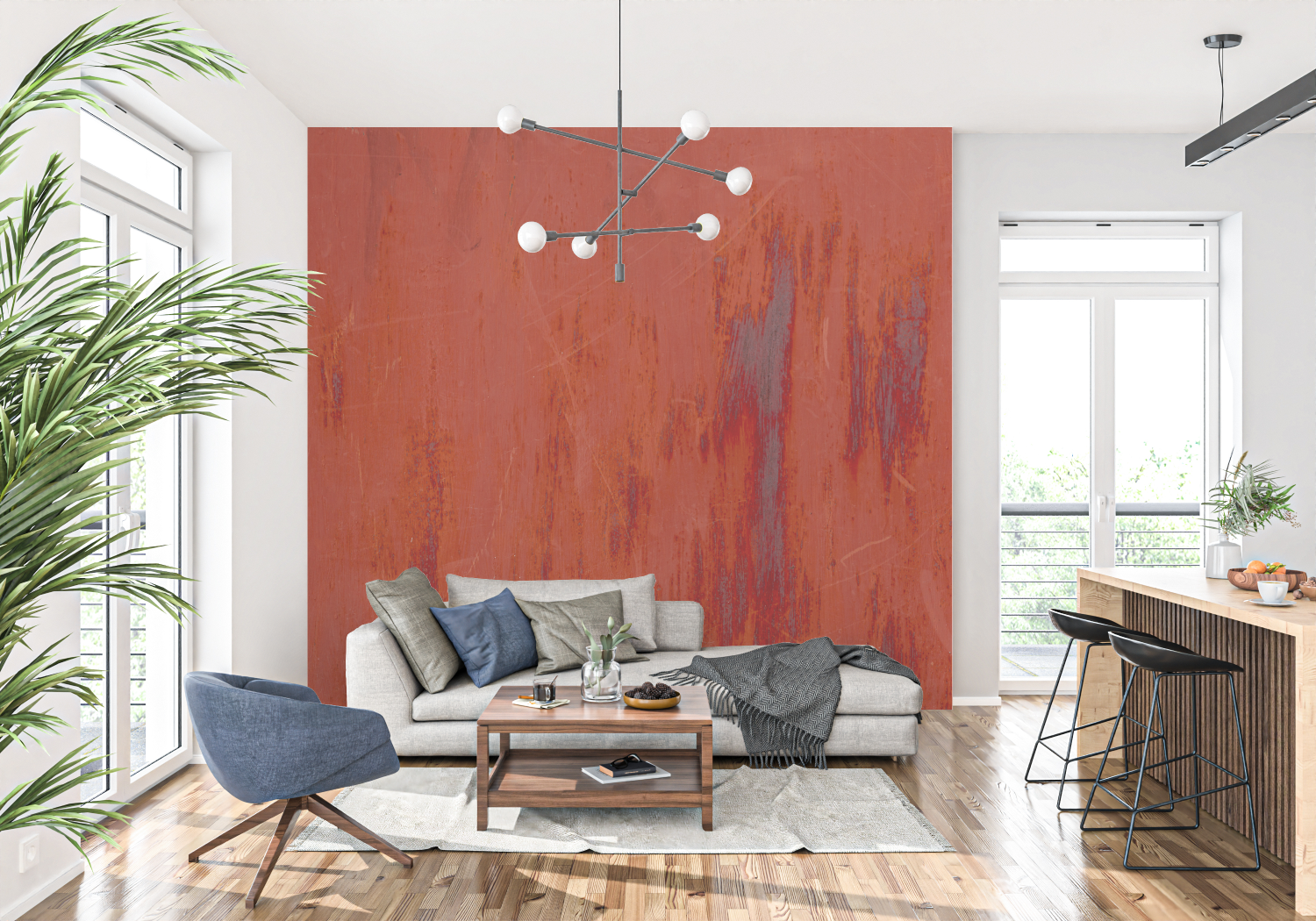 Tapete in tiefem Ockerrot | Wandtapete