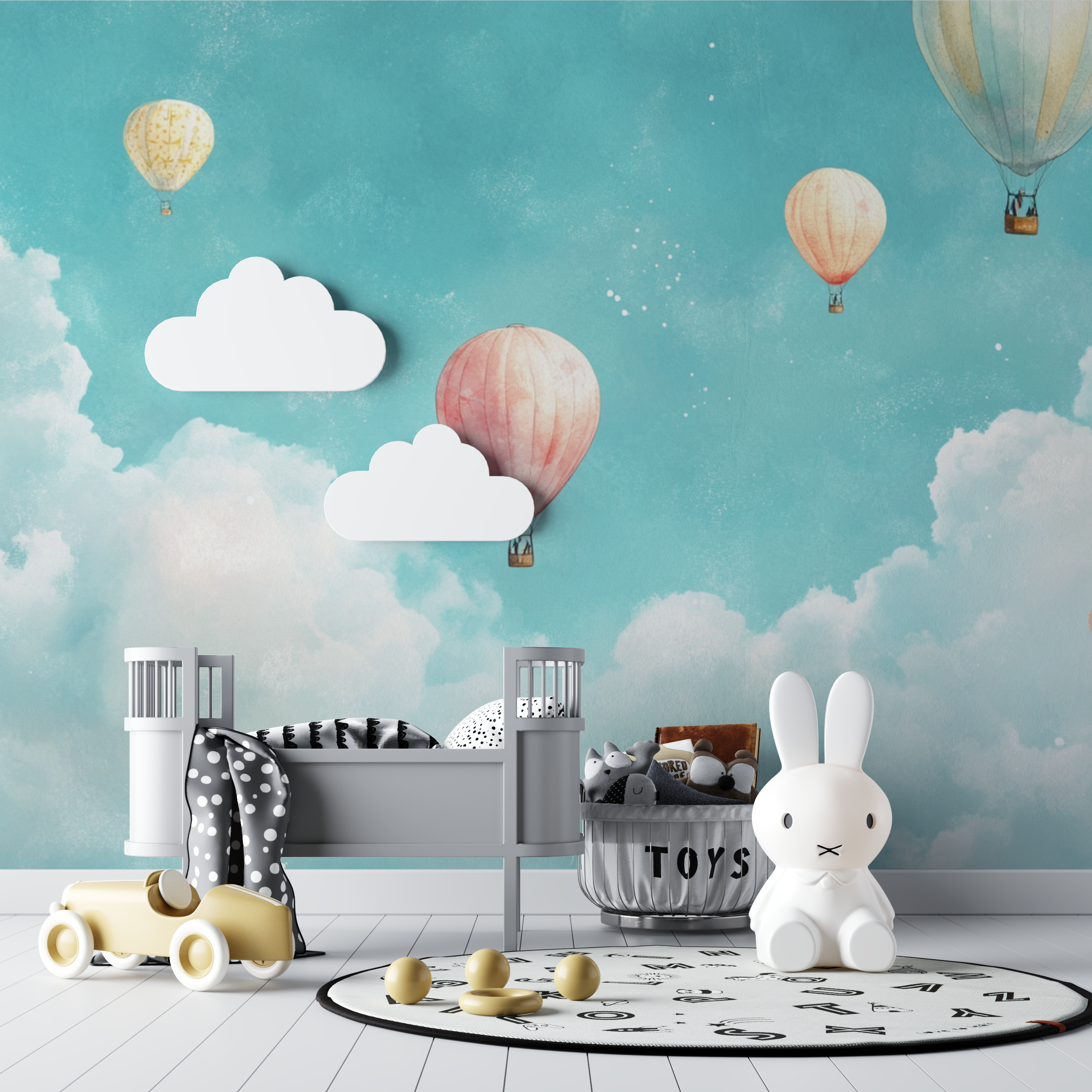 Balloons and Turquoise Sky Wallpaper | Murals Wallpaper