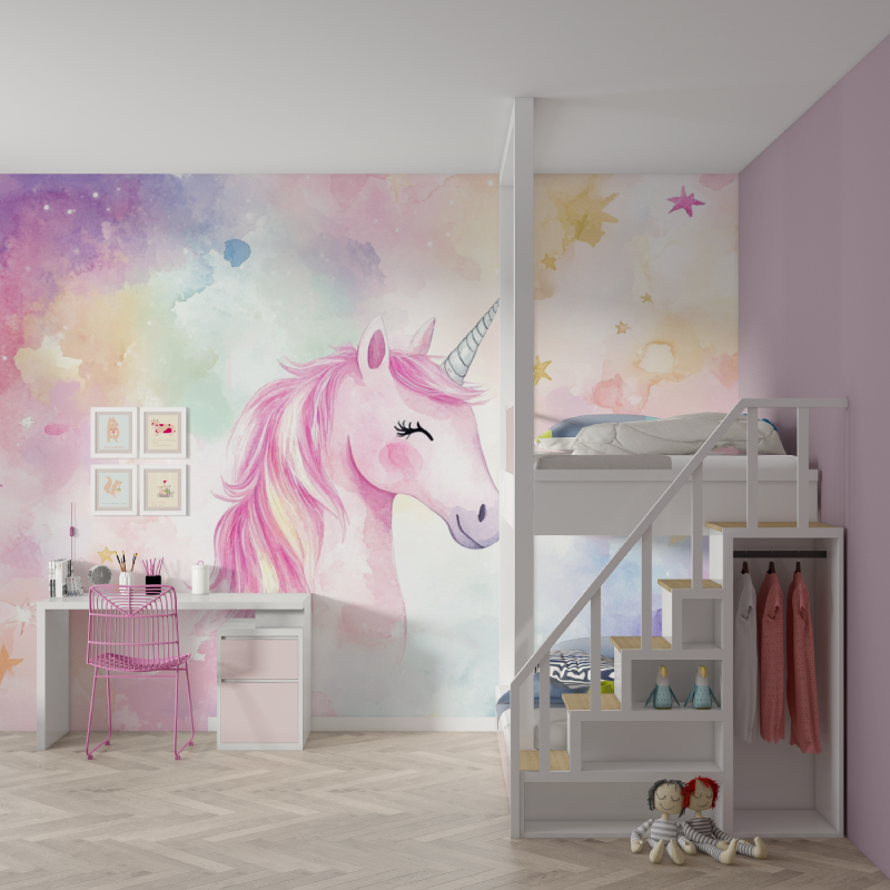 Unicorn Themed Kids' Room Wallpaper | Murals Wallpaper