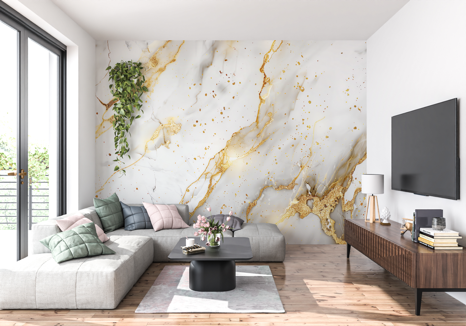 White and Gold Marble Wallpaper | Murals Wallpaper