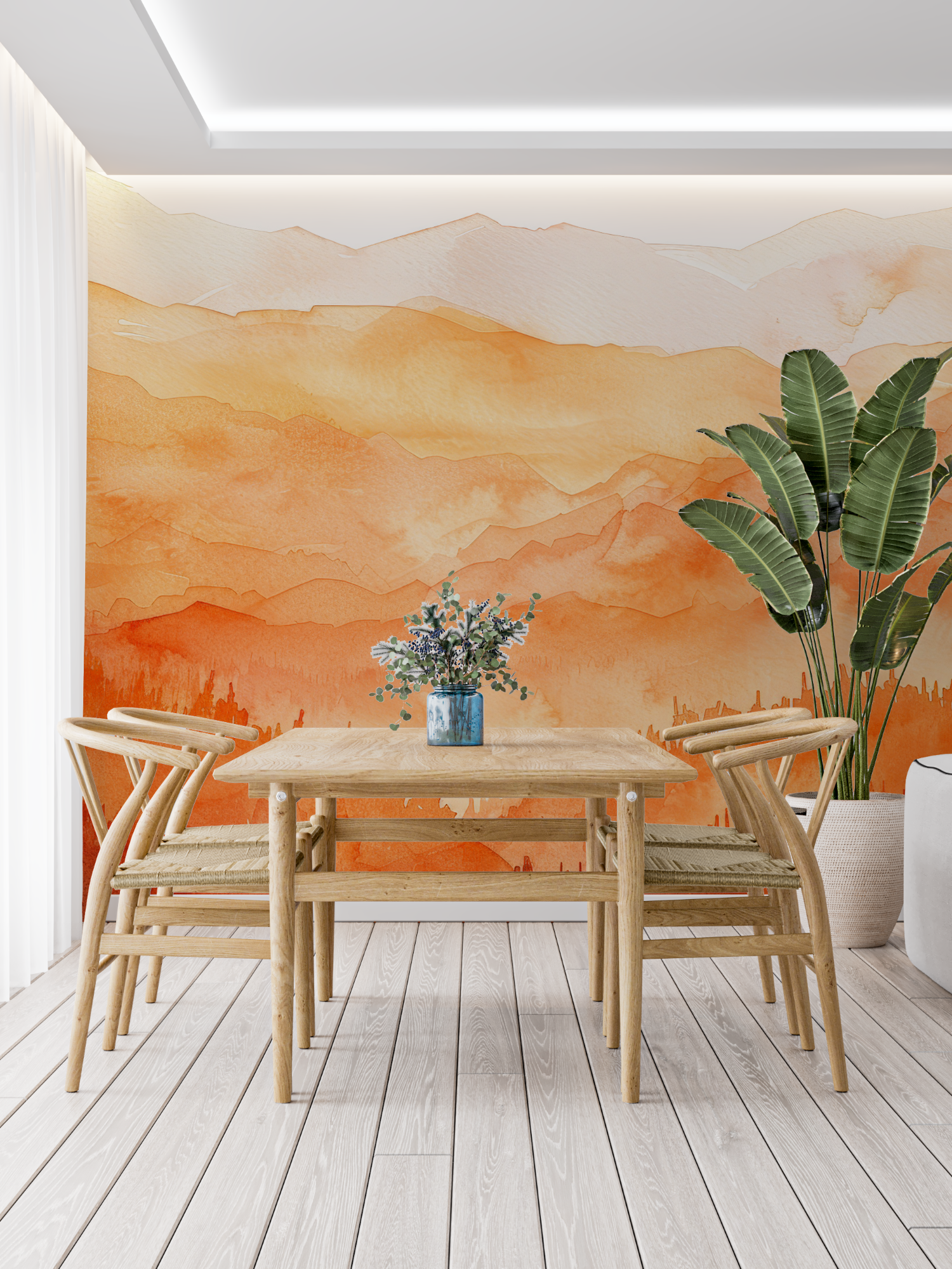 Orange Landscape Wallpaper | Murals Wallpaper