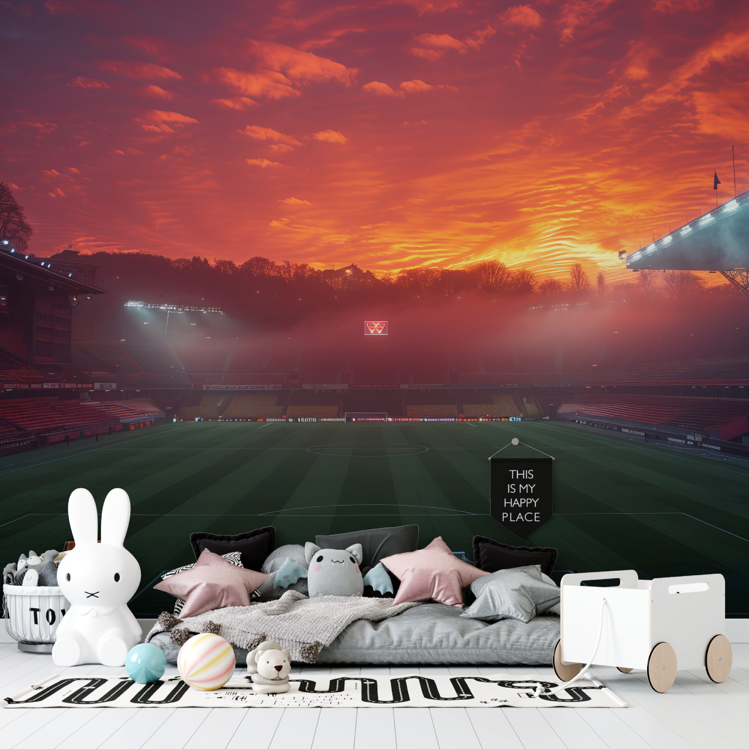 Sunset Soccer Stadium Wallpaper | Murals Wallpaper