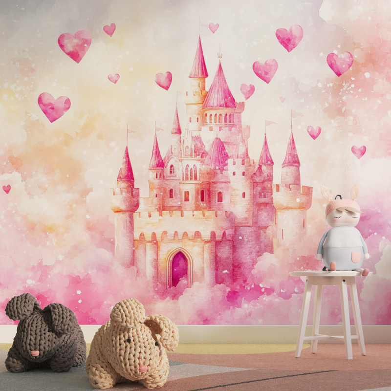 Princess Castle Pink Baby Wallpaper | Murals Wallpaper