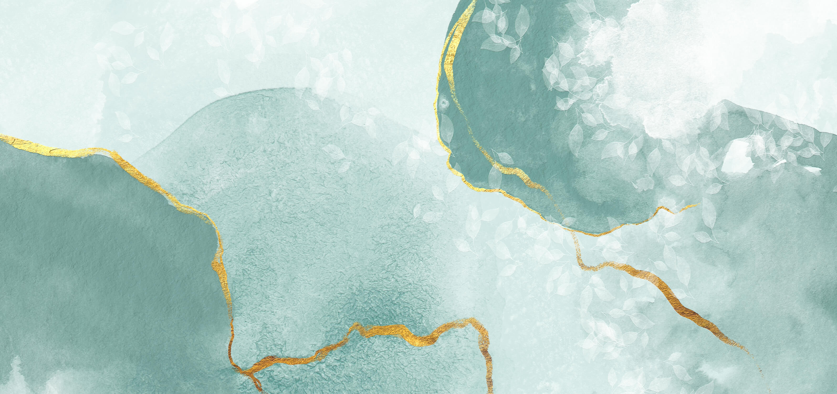 Aqua Green and Gold Wallpaper | Murals Wallpaper