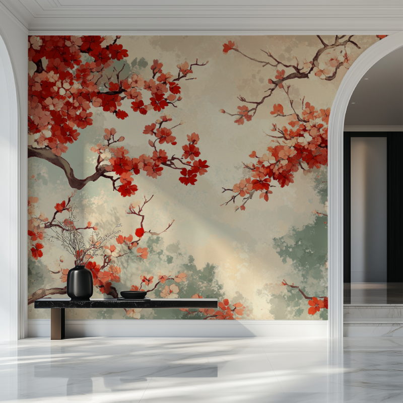 Japanese Tree Solid Wallpaper | Murals Wallpaper