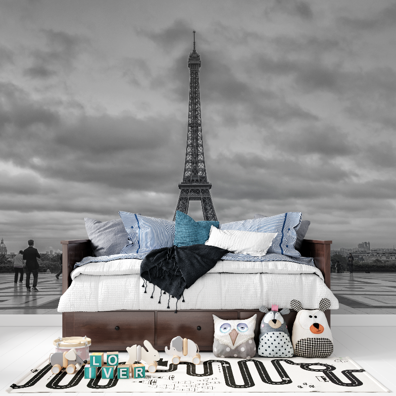 Black and White Wallpaper with Red Car | Murals Wallpaper