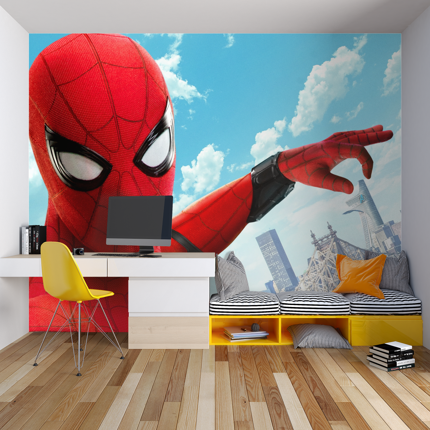 3D-Spider-Man-Trompe-l'Oeil-Hintergrundbild | Wandgemälde-Hintergrundbild