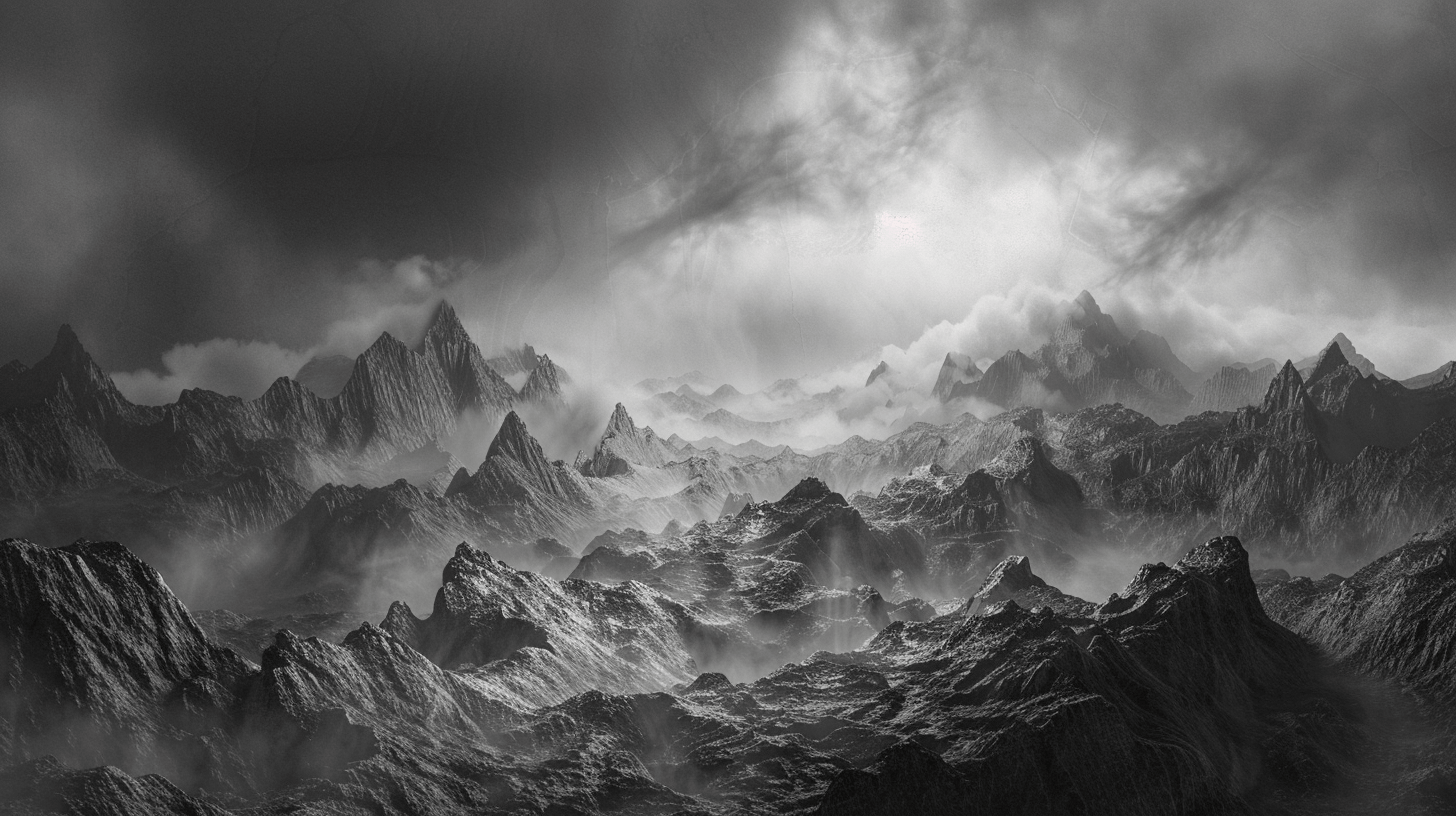 Mountain Chain Black and White Wallpaper | Murals Wallpaper