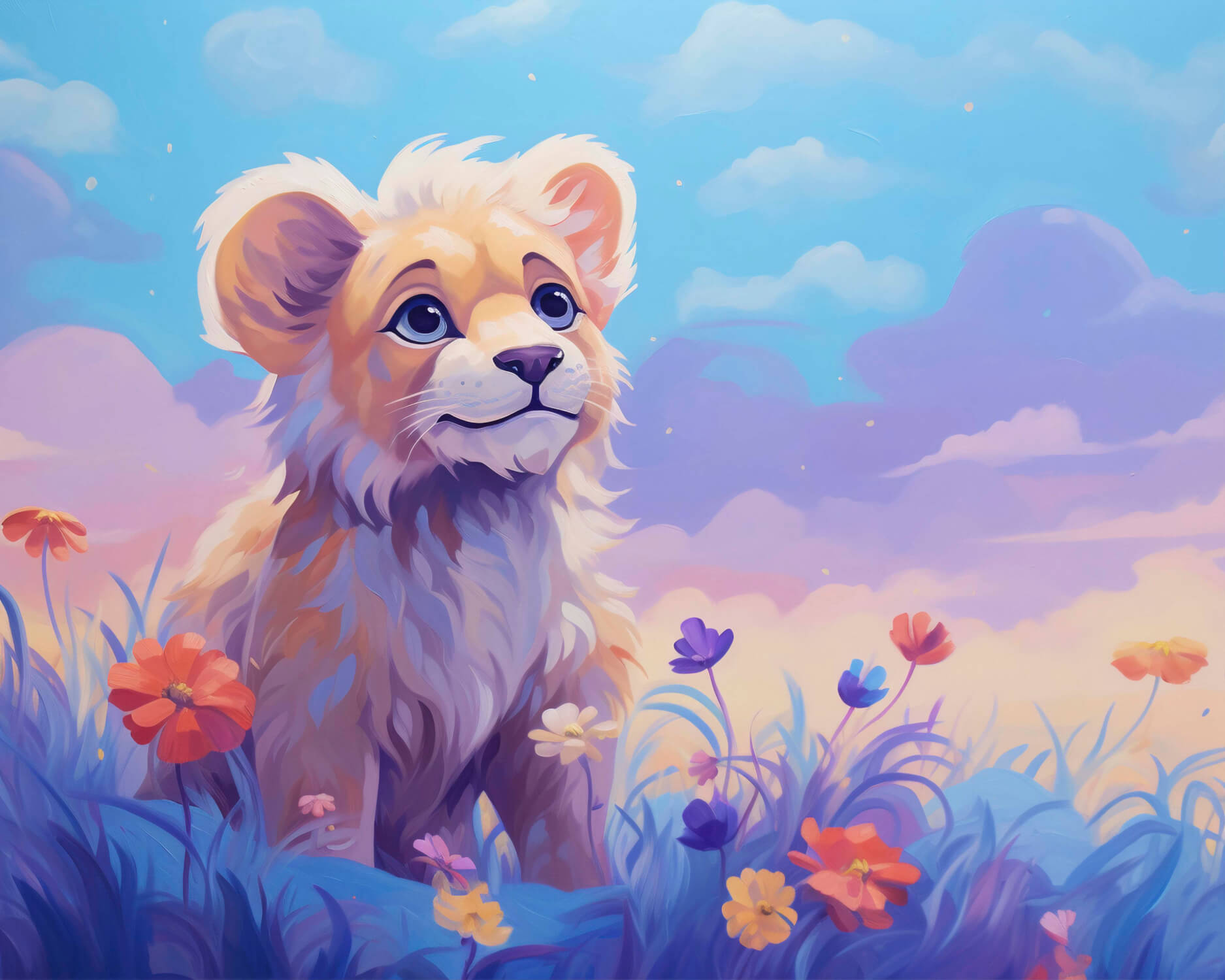 Pastel Lion and Clouds Wallpaper | Murals Wallpaper