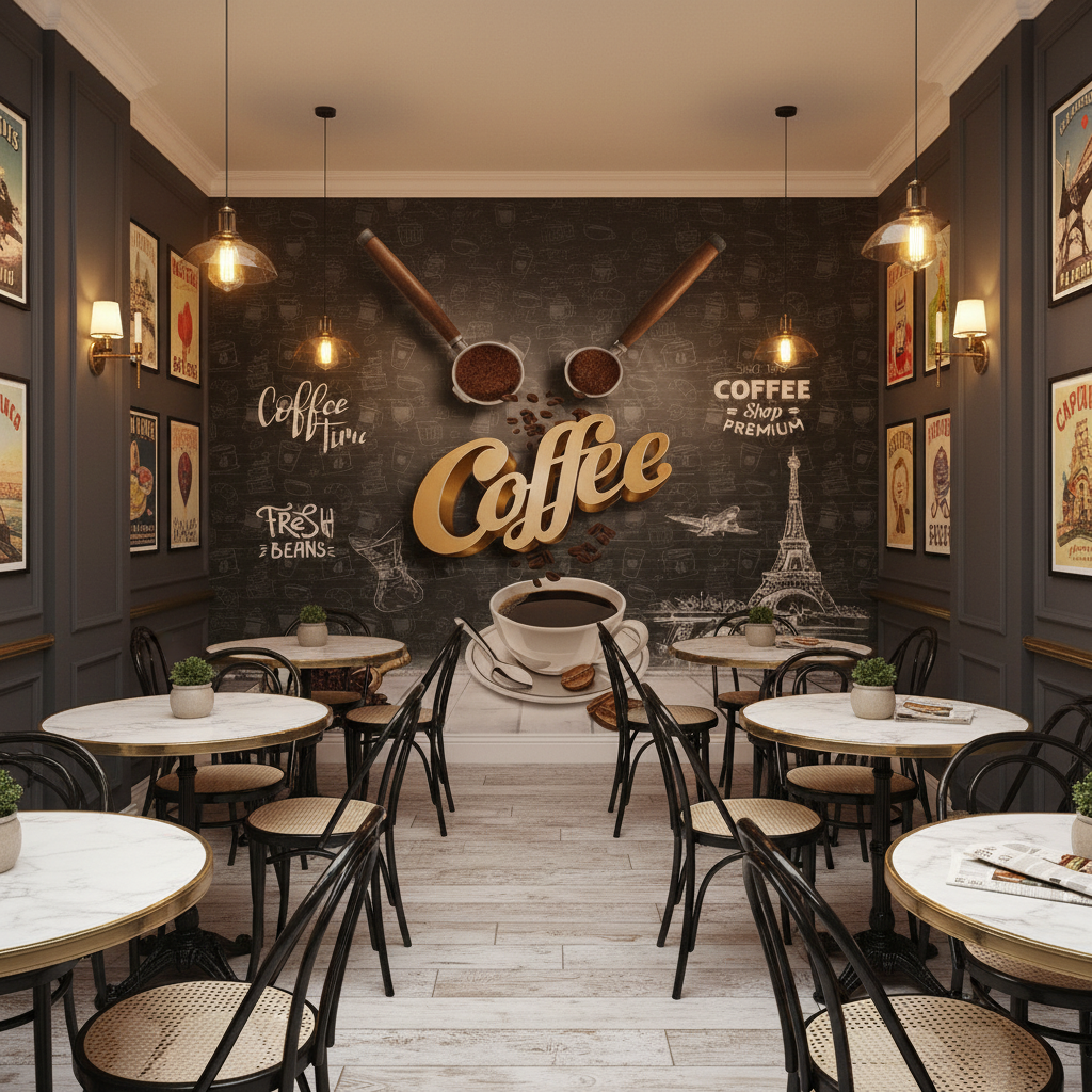 Mural Coffee Shop Wallpaper