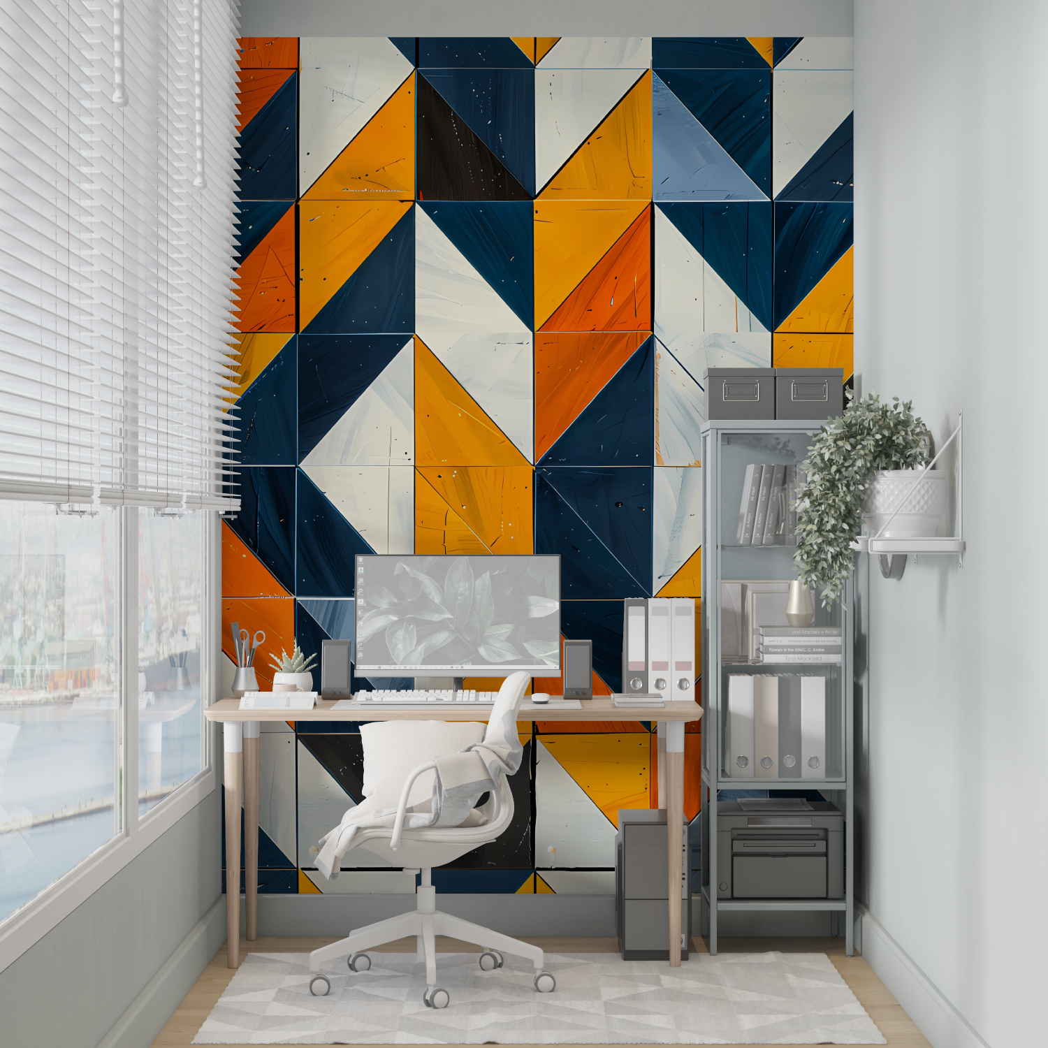 Geometric Pattern Orange Wallpaper | Murals Wallpaper