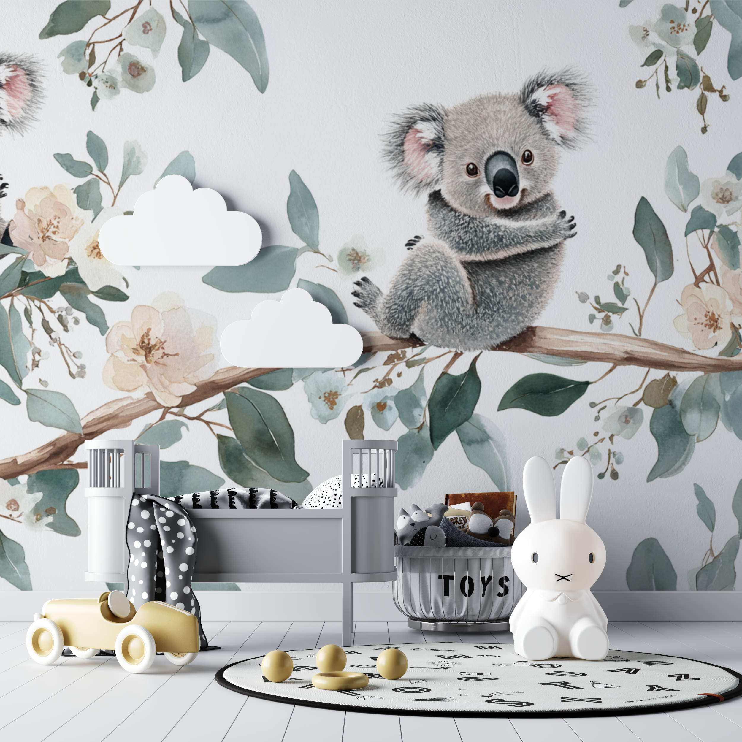Papier-Koala in einem Universum für zwei Baby-Tipi
